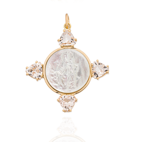 18KT Yellow Gold Medal (Mother of Pearl) with Morganite