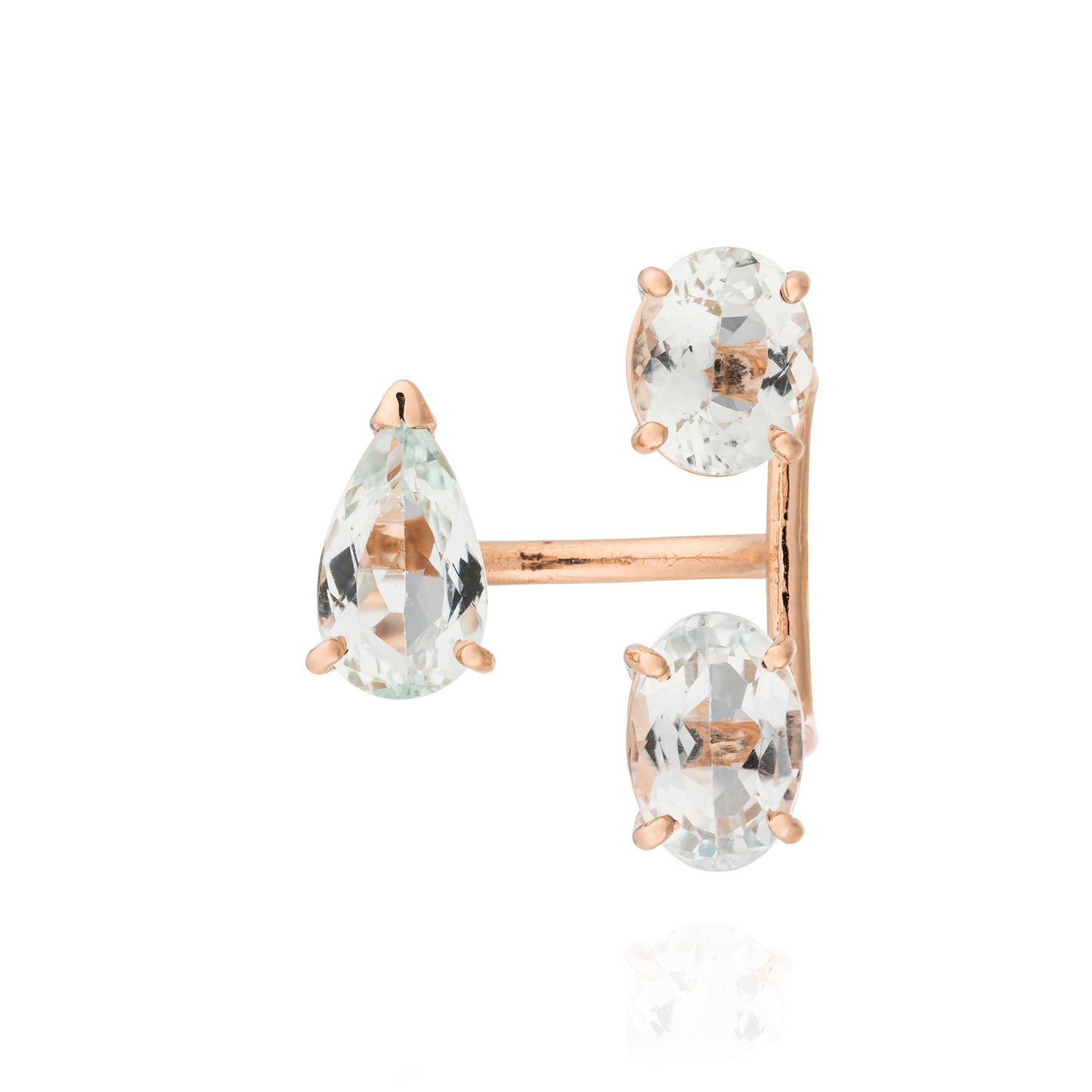 14KT Rose Gold Ring with Aquamarines