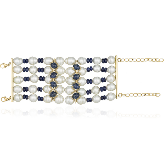 18KT Yellow Gold Bracelet with White South Sea Pearls