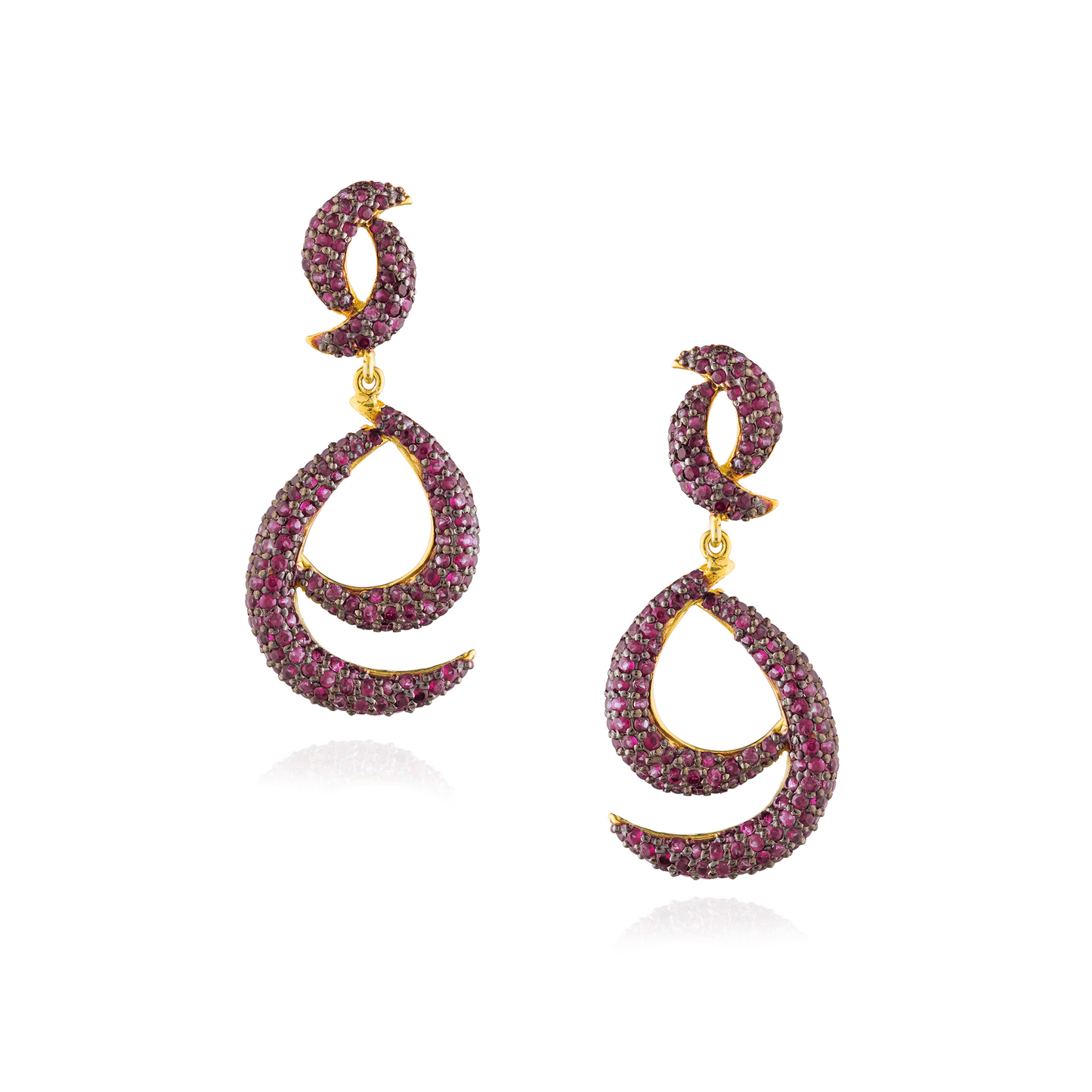 925 Silver Earring Plated in 18K Rose Gold with Ruby