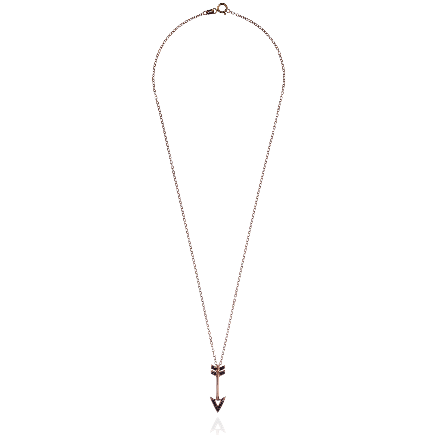 14K Rose Gold Chain & Arrow Pendant with Black Sapphires