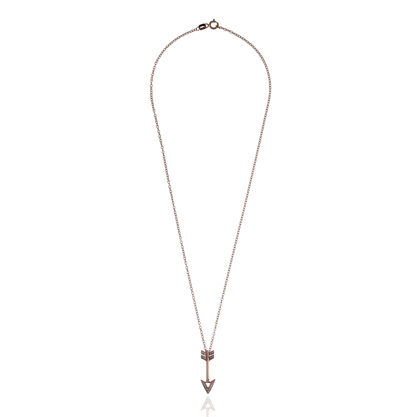 14K Rose Gold Chain & Arrow with White Diamonds