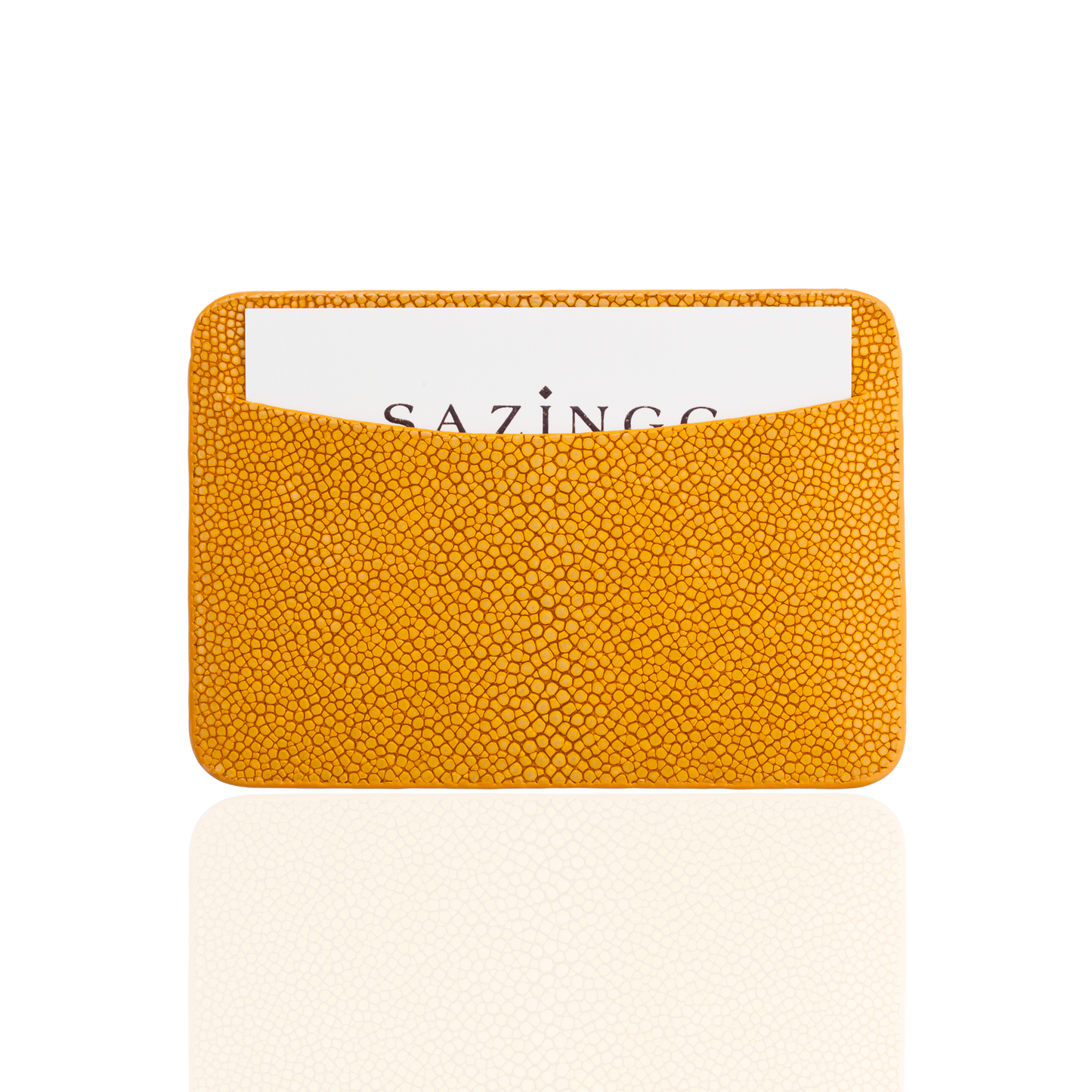 Credit Card Pouch in Yellow Stingray Leather