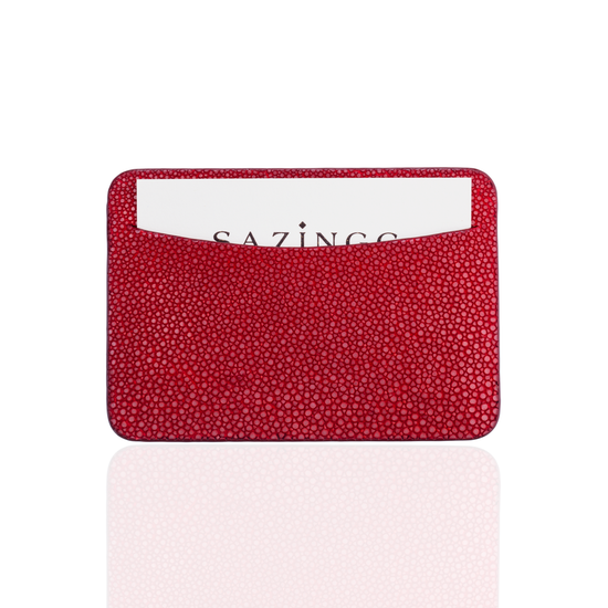 Credit Card Pouch in Red Stingray Leather