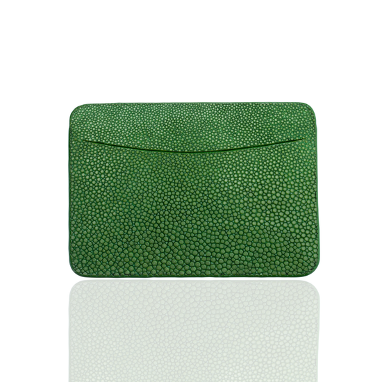 Credit Card Pouch in Green Stingray Leather