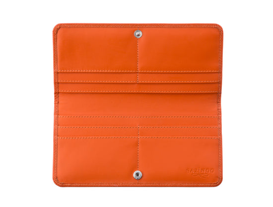 Slim Wallet in Orange Textured Leather