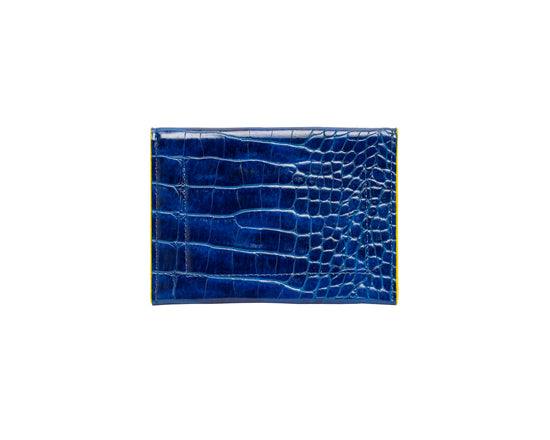 ID & Card Envelope in Blue with Yellow Croc Texture