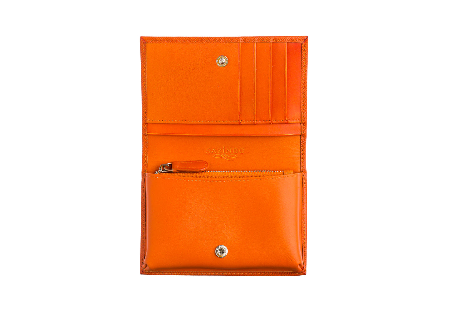 Small Wallet in Orange Textured Leather