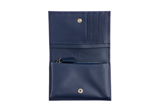 Small Wallet in Blue Textured Leather