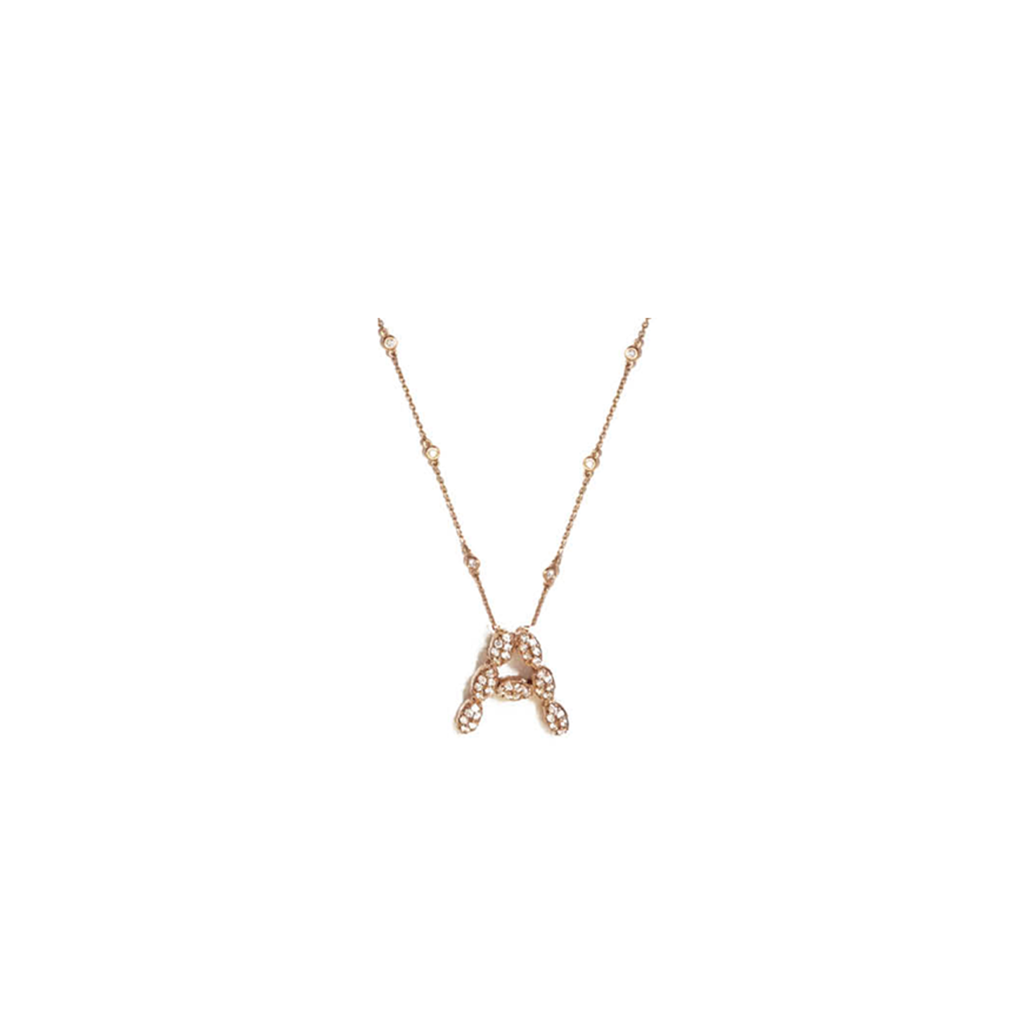 14K Rose Gold Initial Necklace with Diamonds