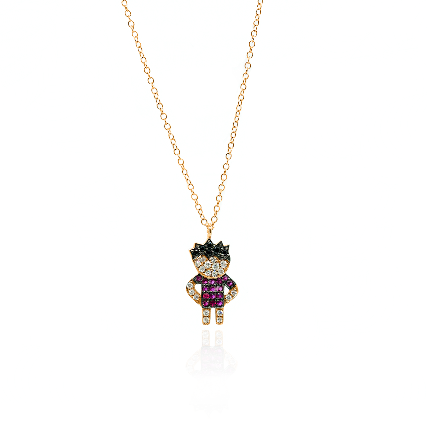 18K Rose Gold Chain Necklace with Boy Pendant