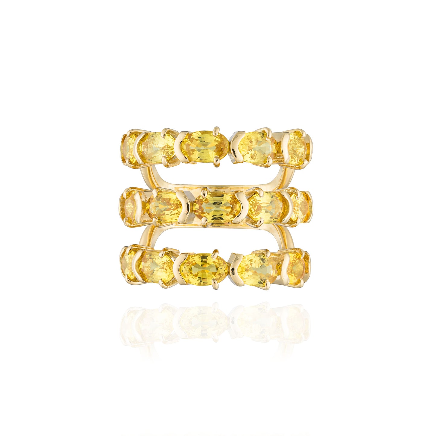 18K Yellow Gold Ring with  Yellow Sapphires