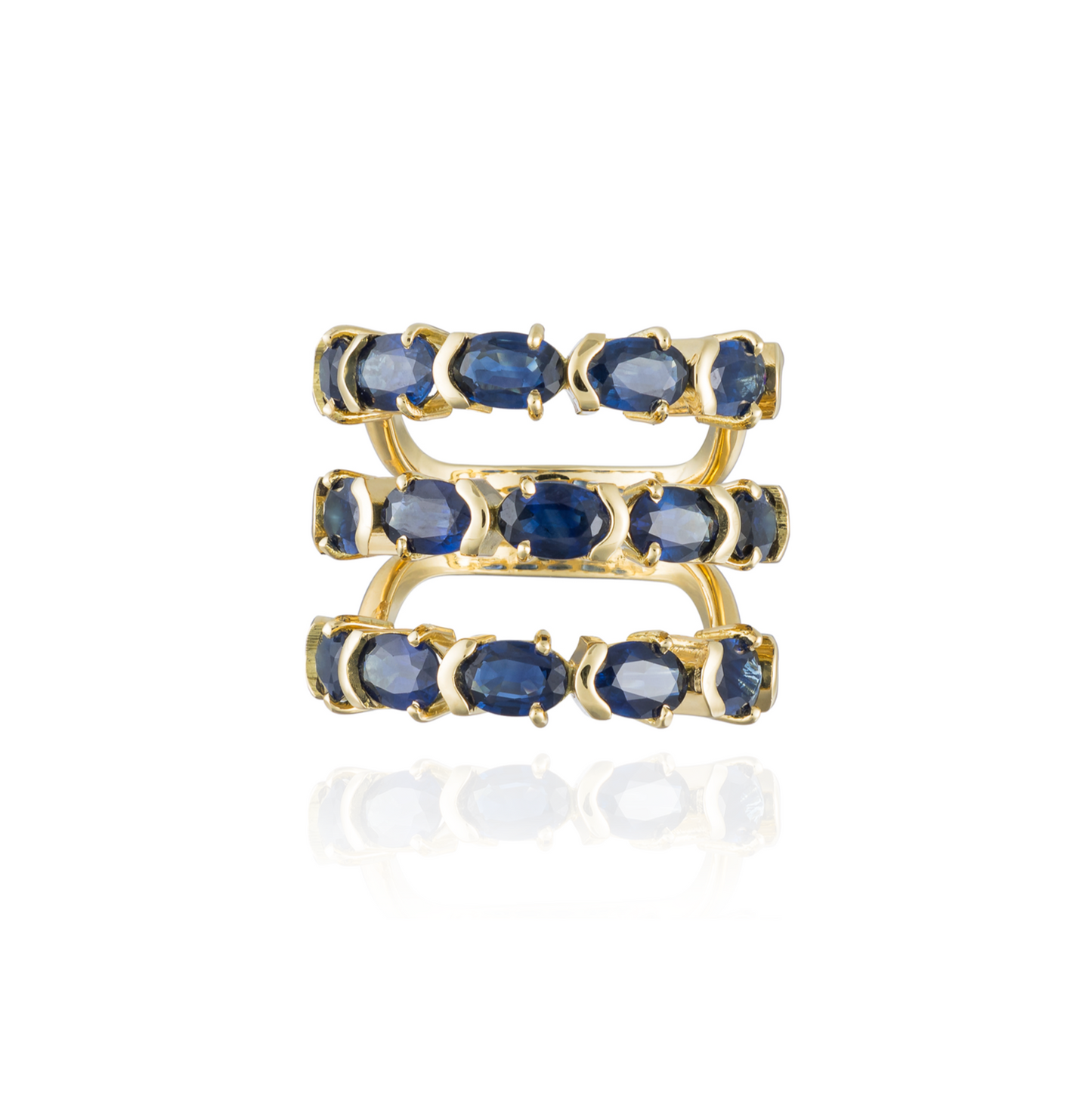 18K Yellow Gold Ring with Sapphires