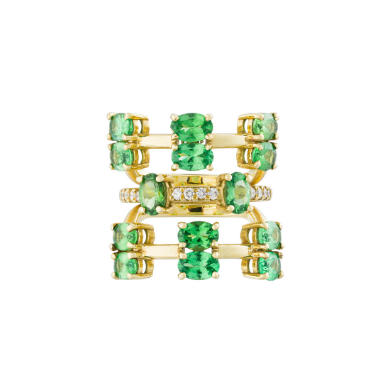 Colored Constellation 18K Yellow Gold Ring with Tsavorites