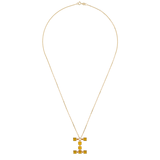 14K Gold Initial Necklace with Enamel