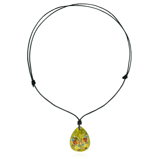Leather Necklace with Quartz Pendant