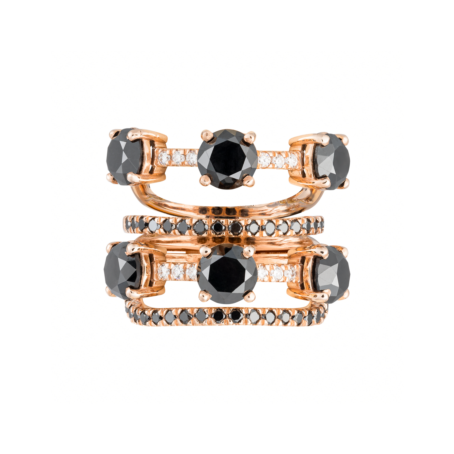 Eclipse 18K Rose Gold Ring with Black & White Diamonds