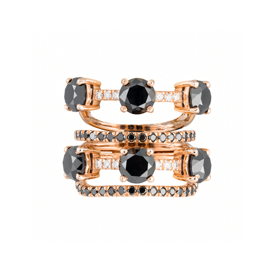 Eclipse 18K Rose Gold Ring with Black & White Diamonds