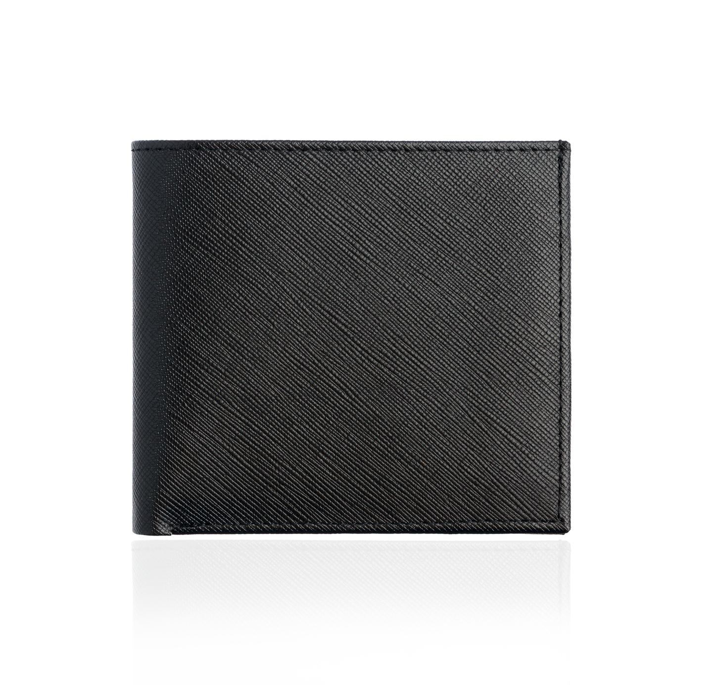 Black Textured Leather Wallet with Black Interior