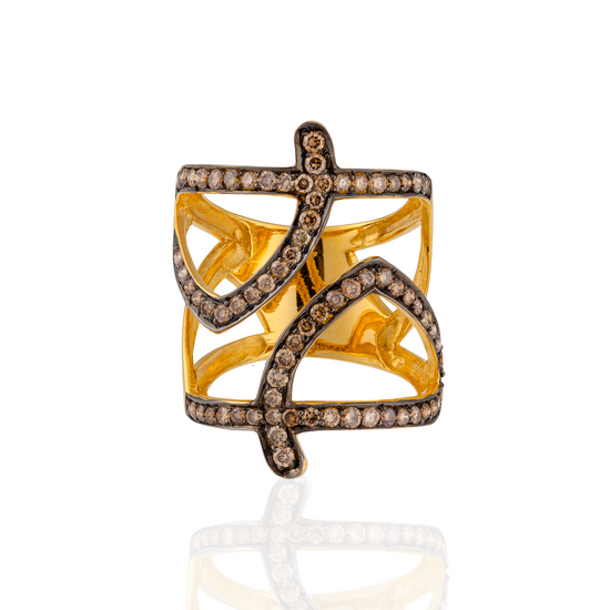 18KT Yellow Gold Ring with Cognac Diamonds