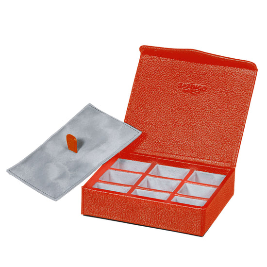 Jewelry Box in Orange Textured Leather