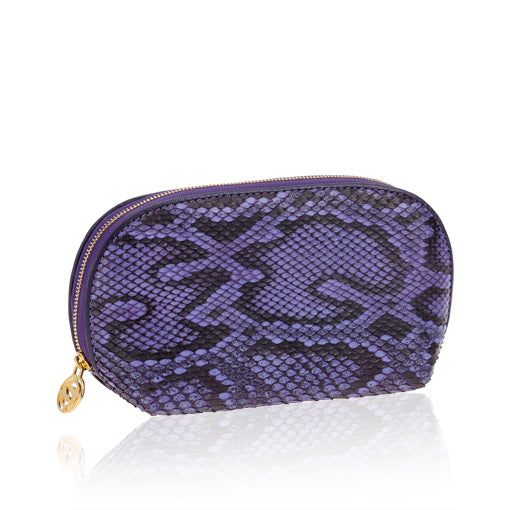 Blue Python Leather Cosmetic Case