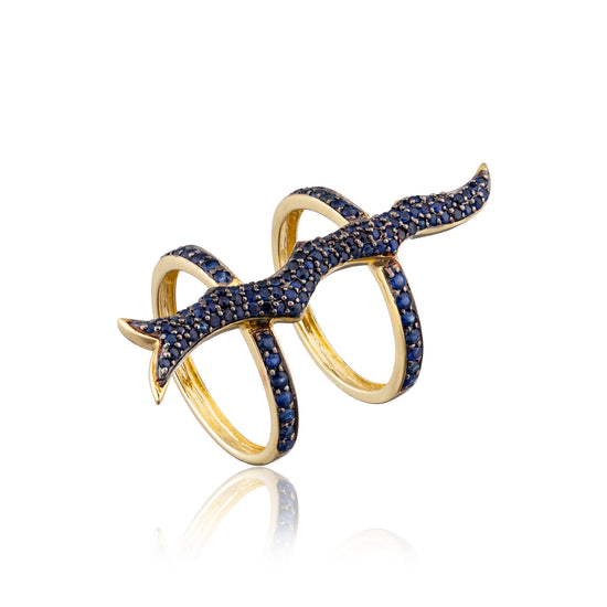 14k Yellow Gold Ring with Blue Sapphires