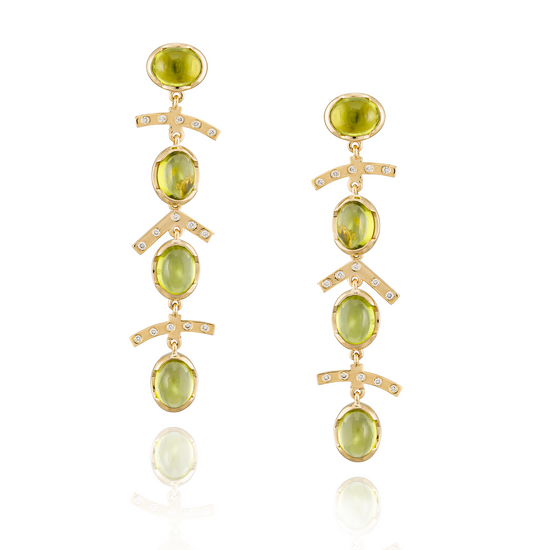 18K Yellow Gold earrings with Peridot Cabochons