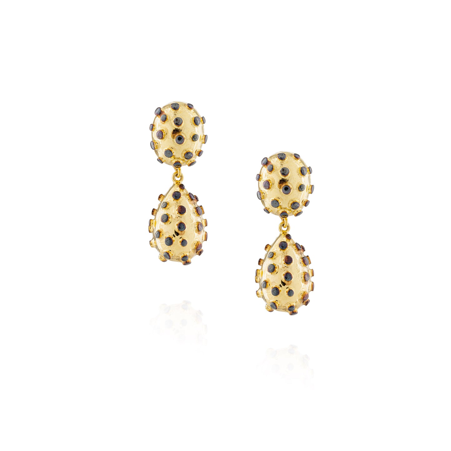 925 Silver Earrings Plated in Yellow Gold & Black Rhodium