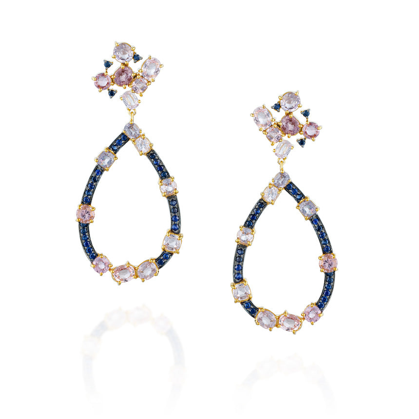925 Silver Earrings with Spinel & Blue Sapphire