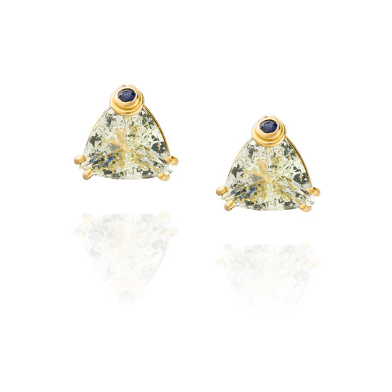 18K Yellow Gold Earring with Aquamarine