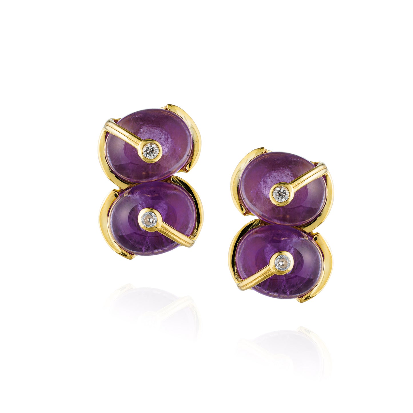 925 Silver Earrings with Amethyst & White Sapphire
