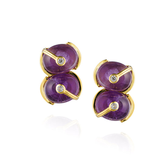 925 Silver Earrings with Amethyst & White Sapphire