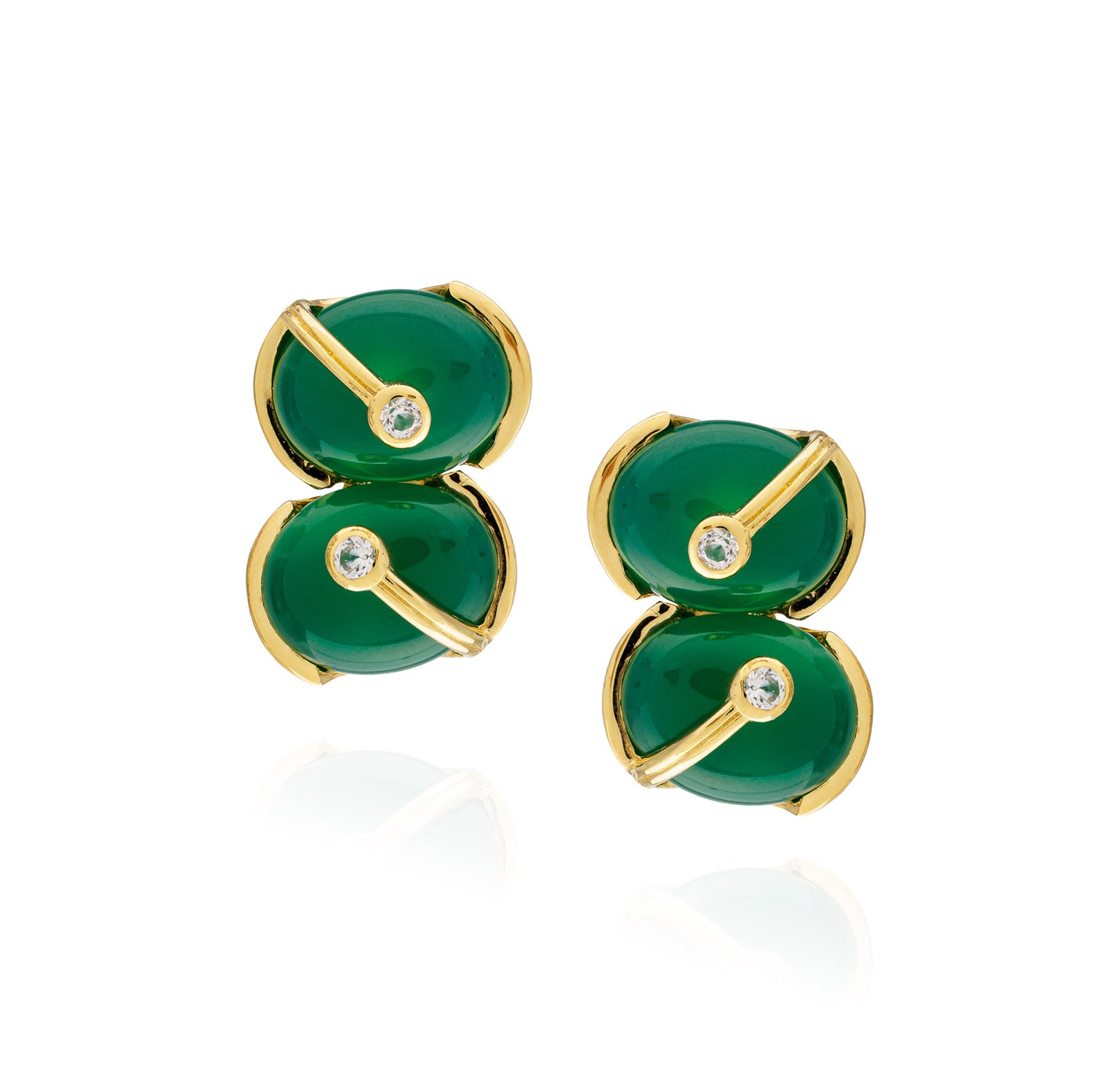 925 Silver Earrings with Green Onyx & Green Sapphire