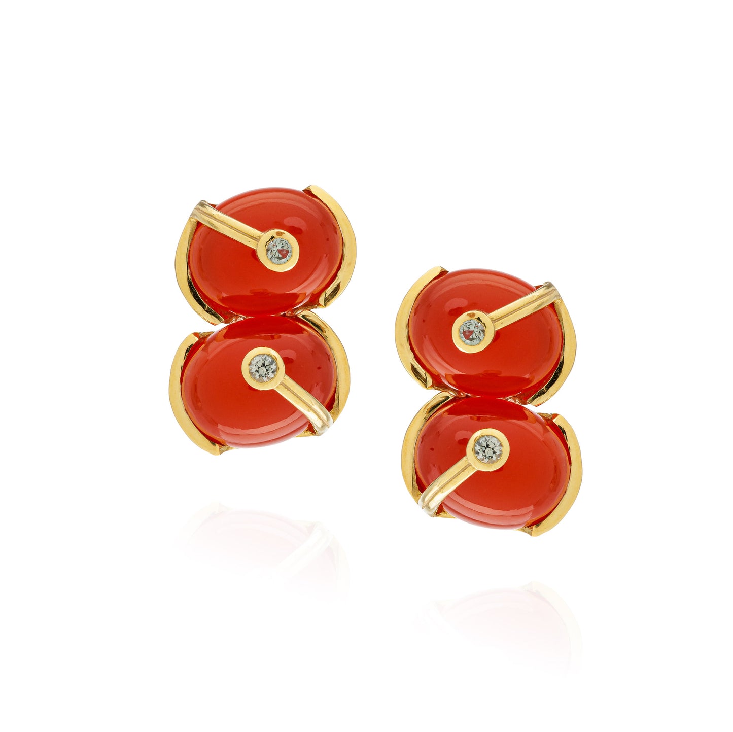 925 Silver Earrings with Carnelian & Green Sapphire