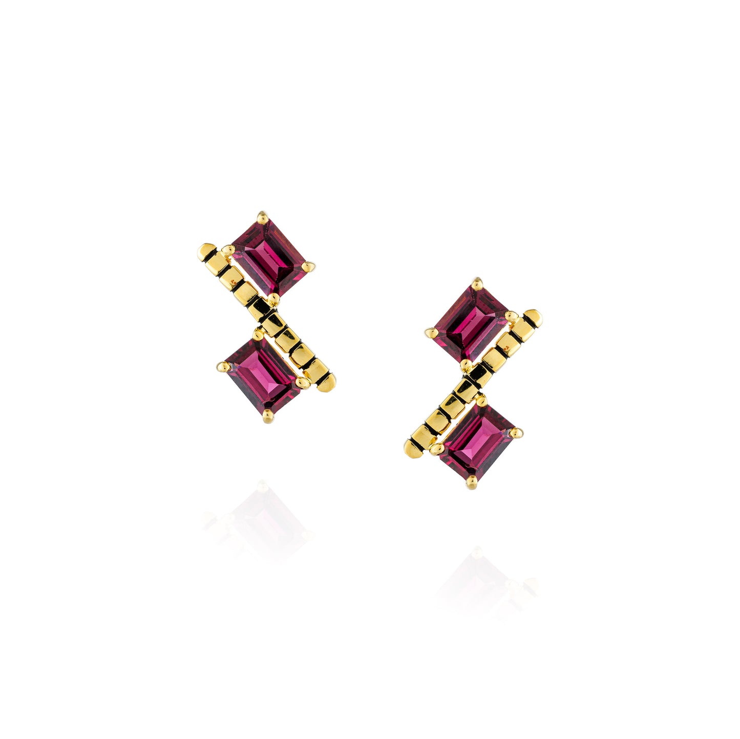 925 Silver Earrings with Rhodolite