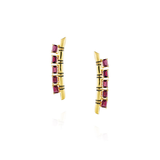 925 Silver Earrings with Rhodolite