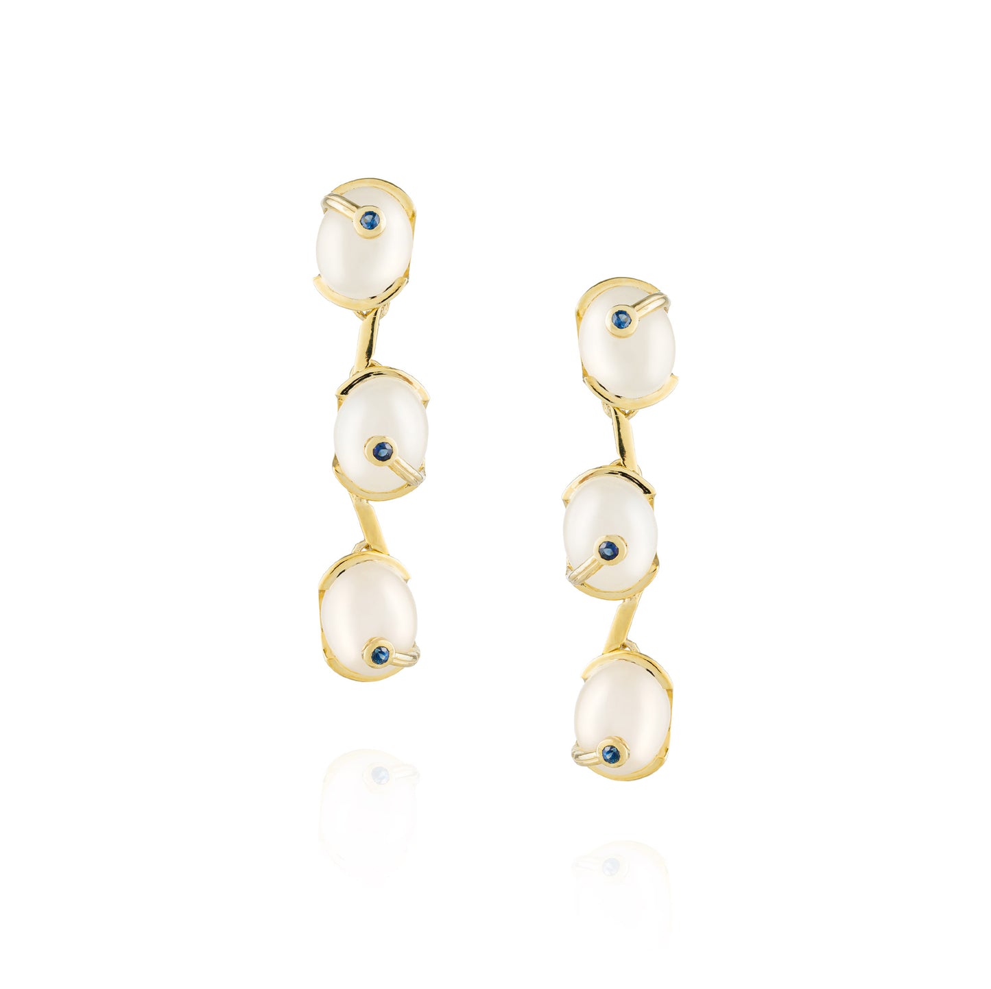925 Silver Earrings with Moonstone & Blue Sapphire