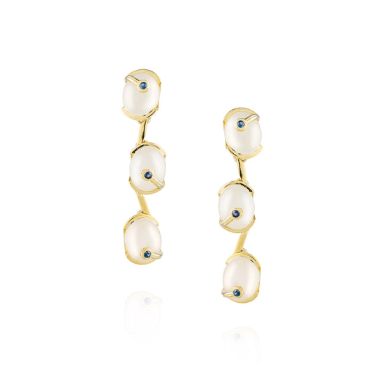 925 Silver Earrings with Moonstone & Blue Sapphire