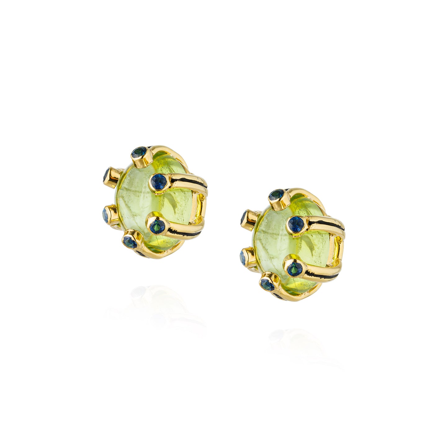 925 Silver Earrings with Peridot & Blue Sapphire