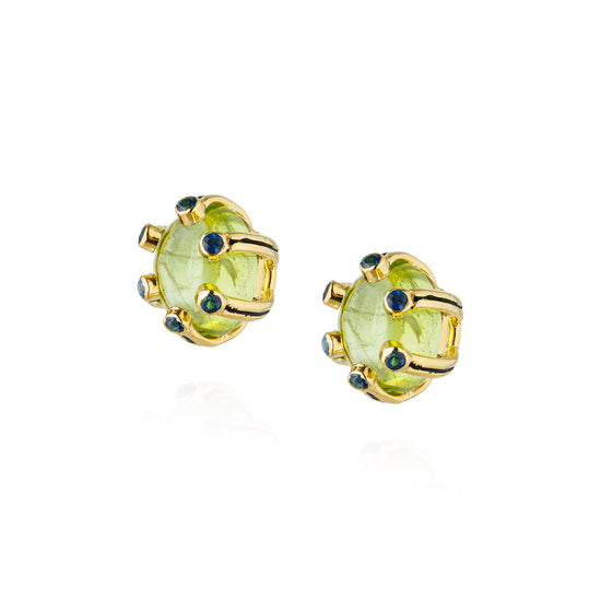 925 Silver Earrings with Peridot & Blue Sapphire