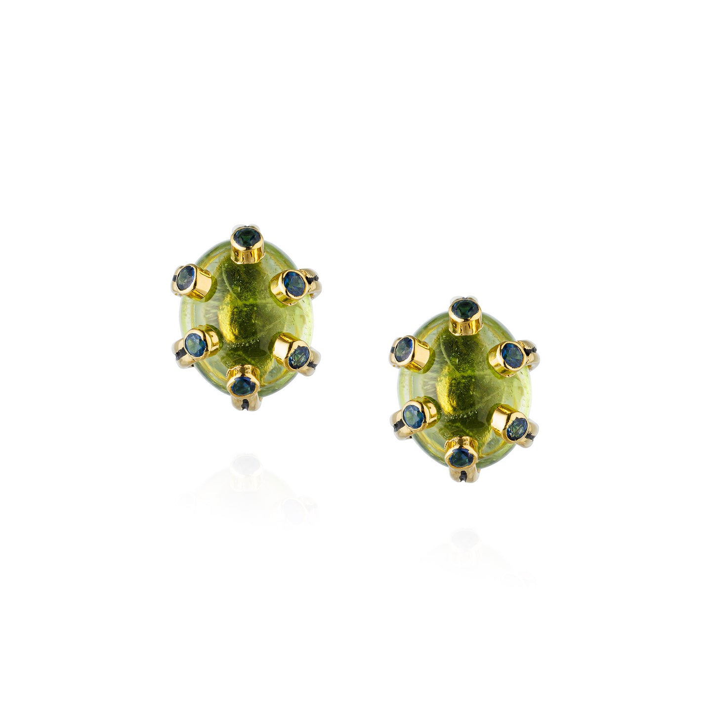 925 Silver Earrings with Peridot & Blue Sapphire