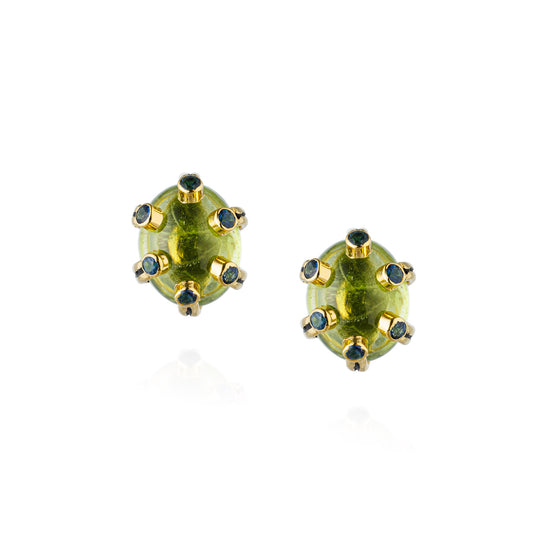 925 Silver Earrings with Peridot & Blue Sapphire