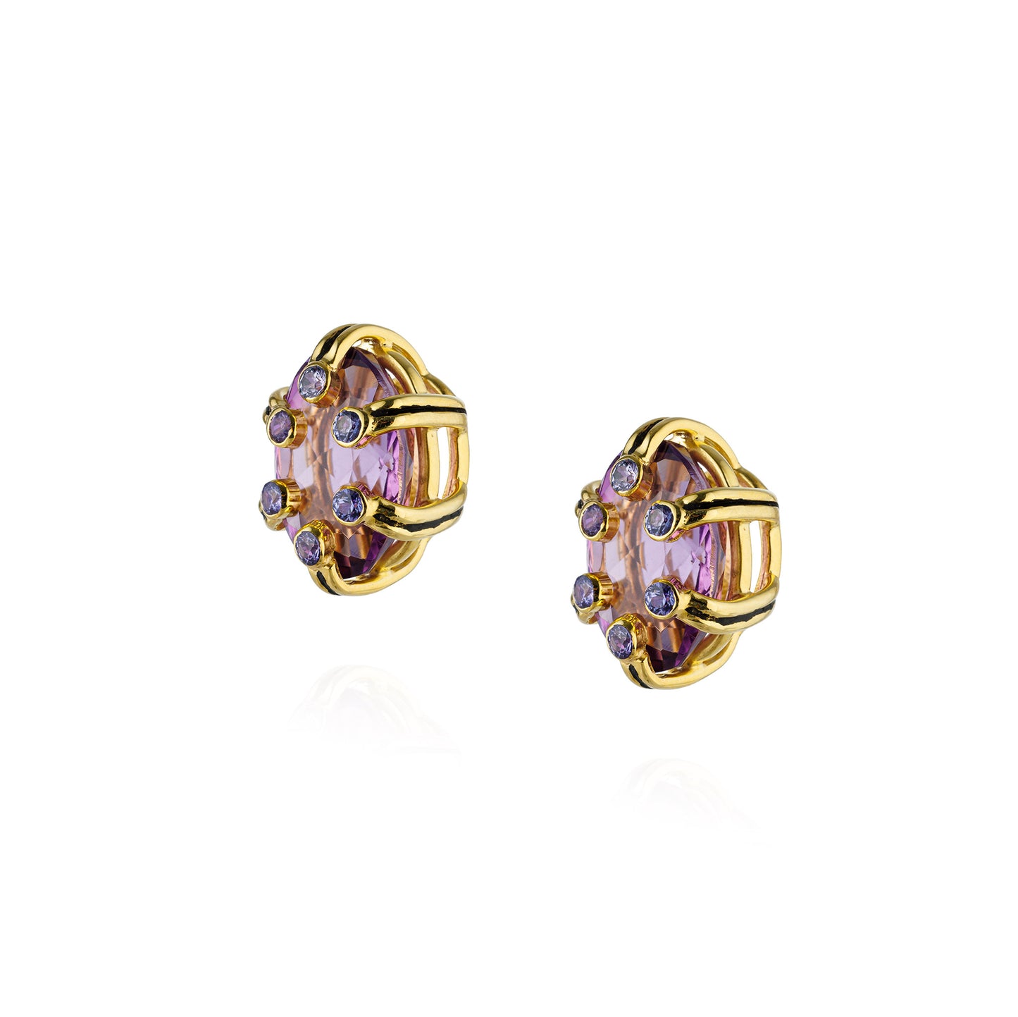 925 Silver Earrings with Amethyst & Purple Sapphire