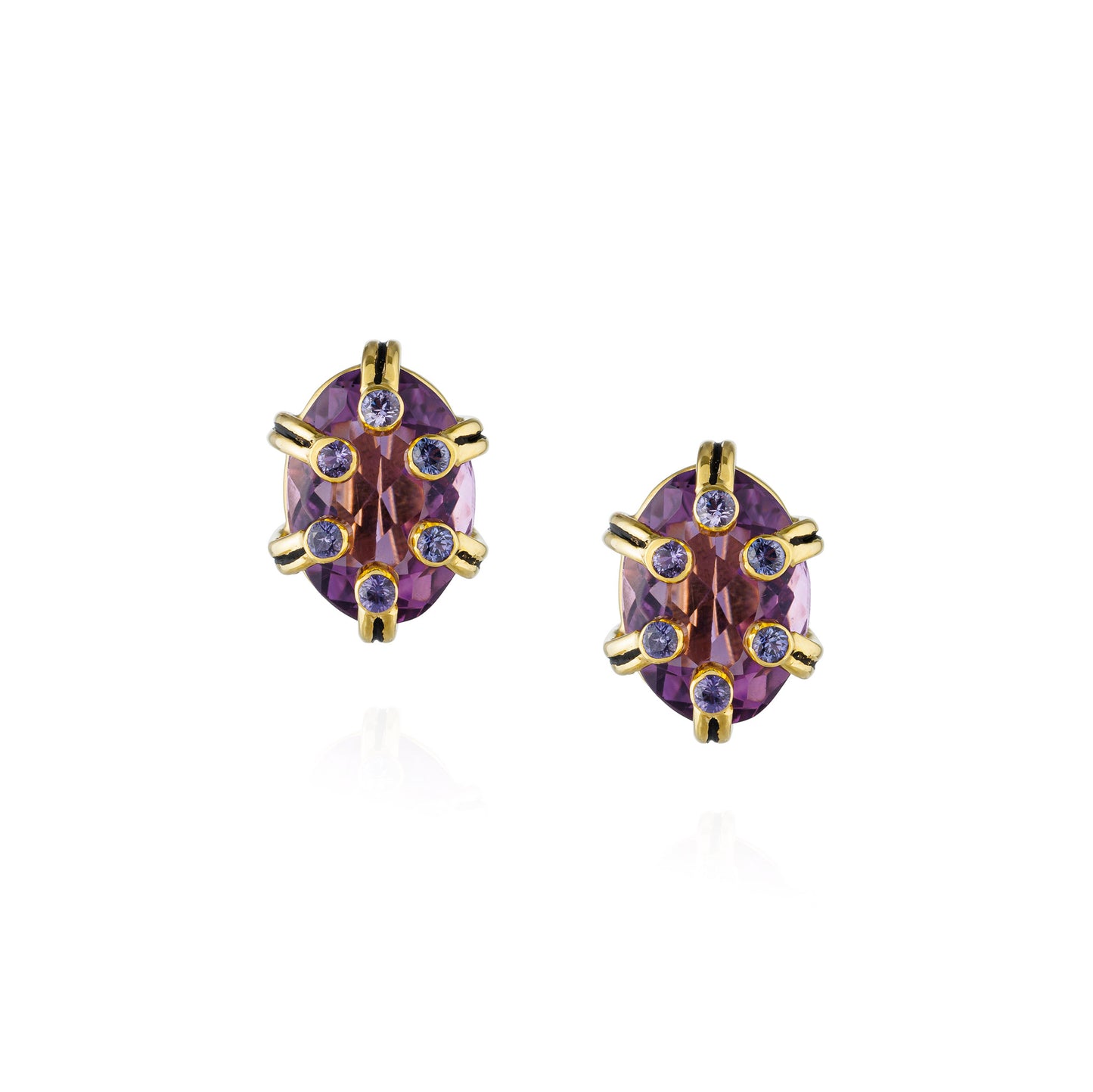 925 Silver Earrings with Amethyst & Purple Sapphire