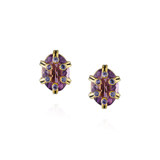 925 Silver Earrings with Amethyst & Purple Sapphire