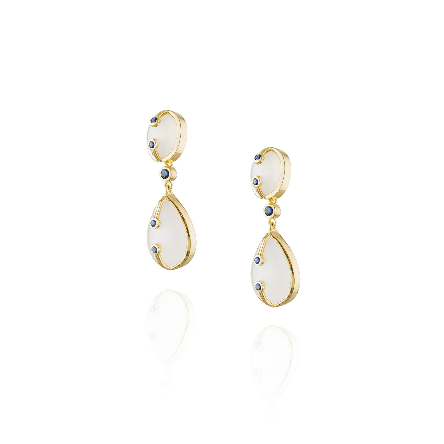925 Silver Earrings with Moonstone & Blue Sapphire