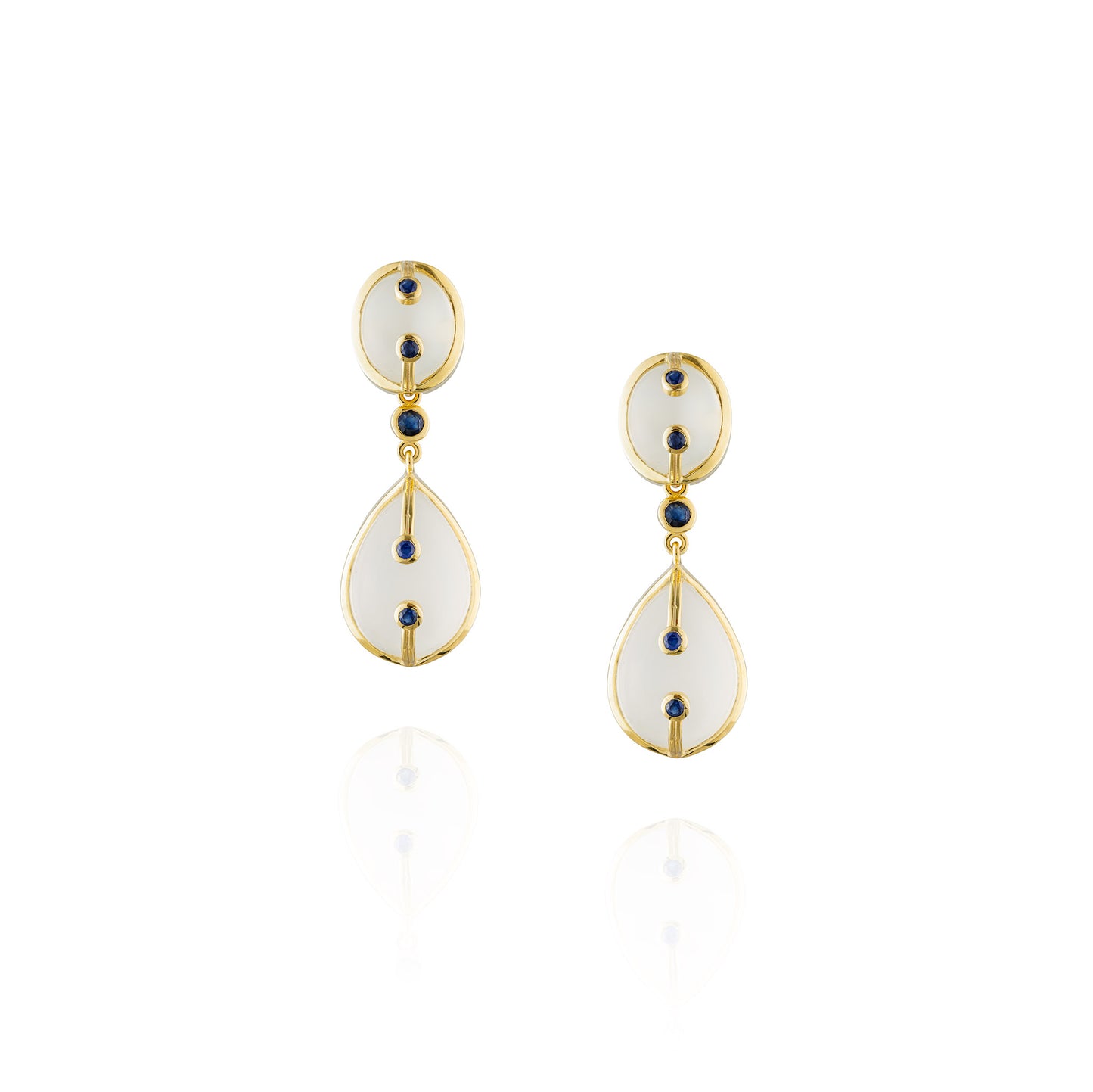 925 Silver Earrings with Moonstone & Blue Sapphire