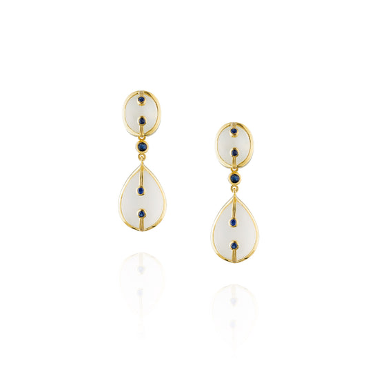 925 Silver Earrings with Moonstone & Blue Sapphire