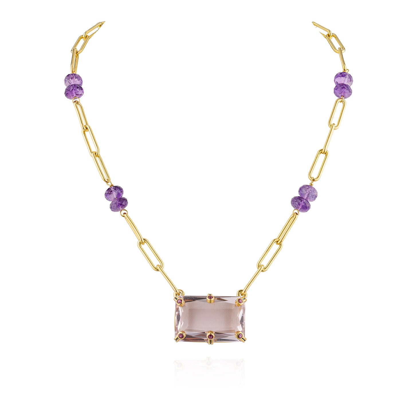 925 Silver Necklace with Amethyst & Ruby
